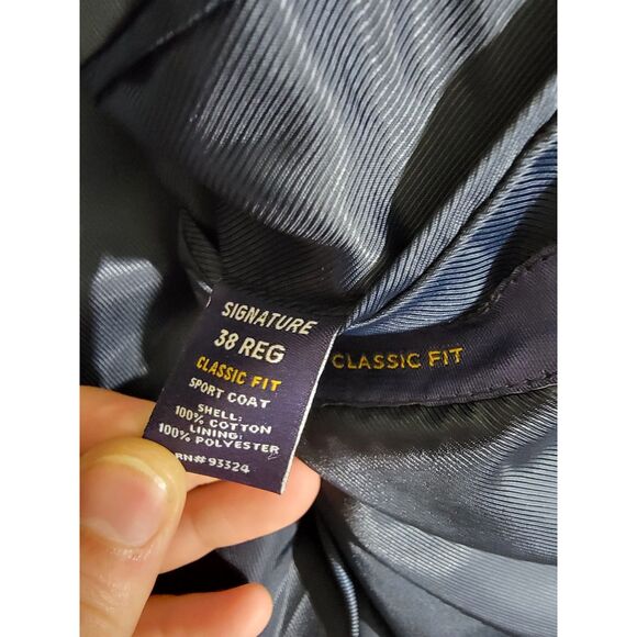 Stafford Signature 2-Button Navy Corduroy Suit Jacket Sport Coat Blazer - 38R - Picture 8 of 10
